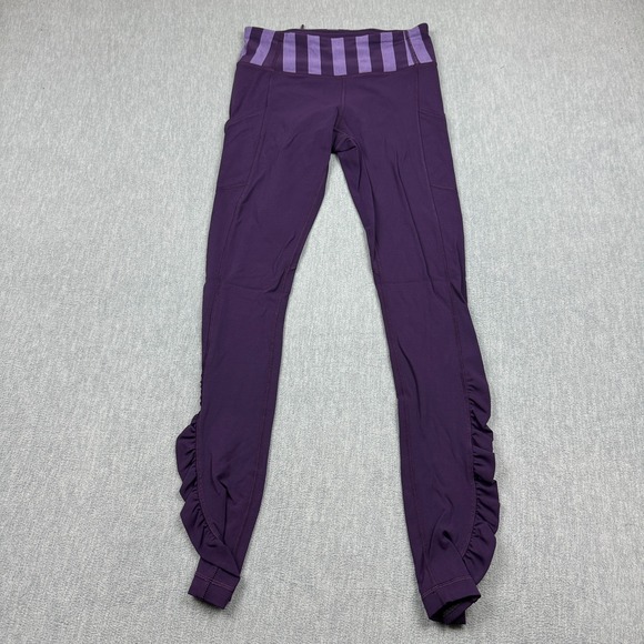 Lululemon Leggings Womens 4 Purple Speed Tight Brushed Interlock Deep Zinfandel - Picture 1 of 13
